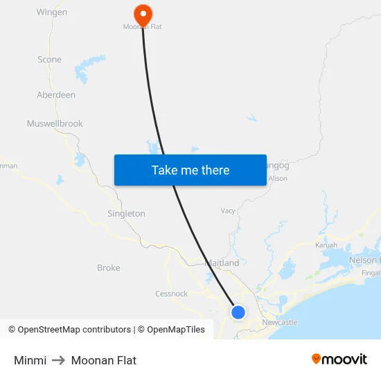 Minmi to Moonan Flat map
