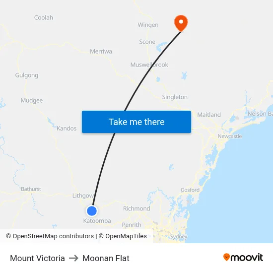 Mount Victoria to Moonan Flat map