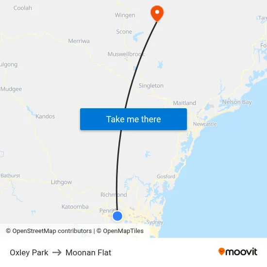 Oxley Park to Moonan Flat map