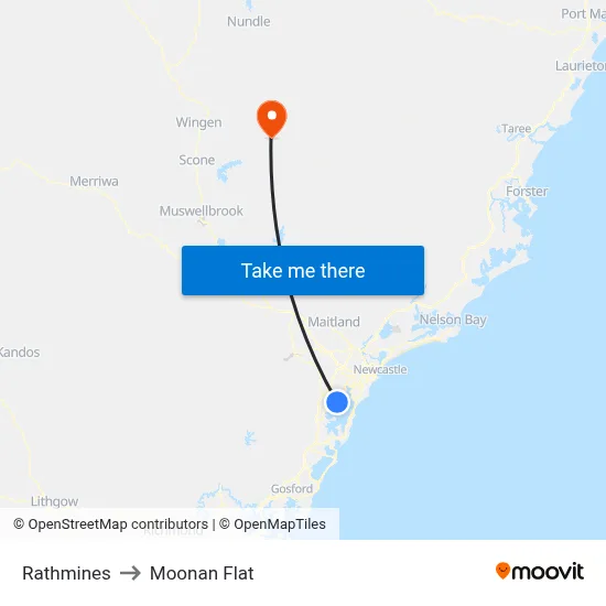 Rathmines to Moonan Flat map