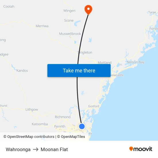 Wahroonga to Moonan Flat map