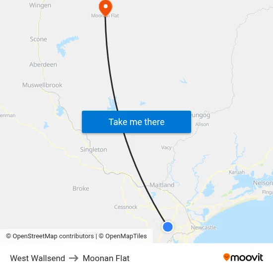 West Wallsend to Moonan Flat map
