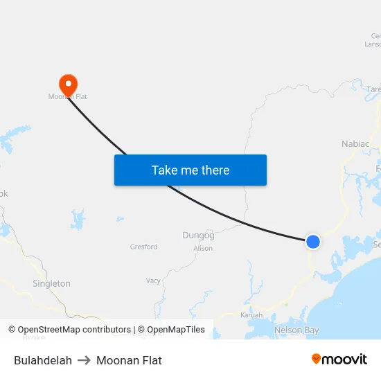 Bulahdelah to Moonan Flat map