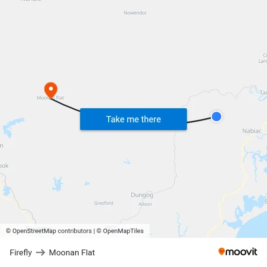 Firefly to Moonan Flat map