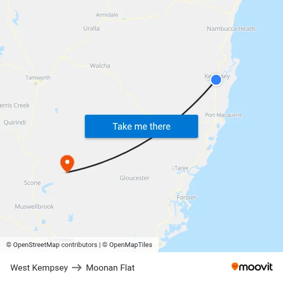 West Kempsey to Moonan Flat map