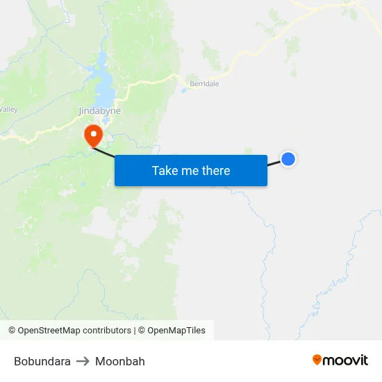 Bobundara to Moonbah map