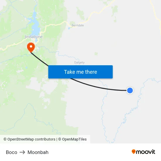 Boco to Moonbah map