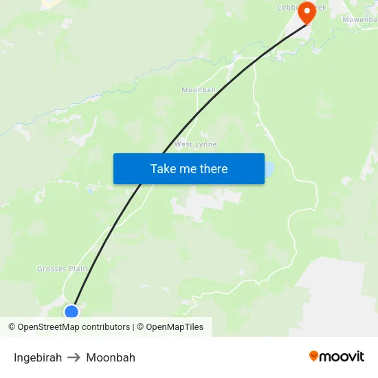 Ingebirah to Moonbah map
