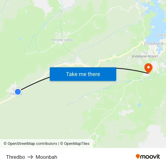 Thredbo to Moonbah map