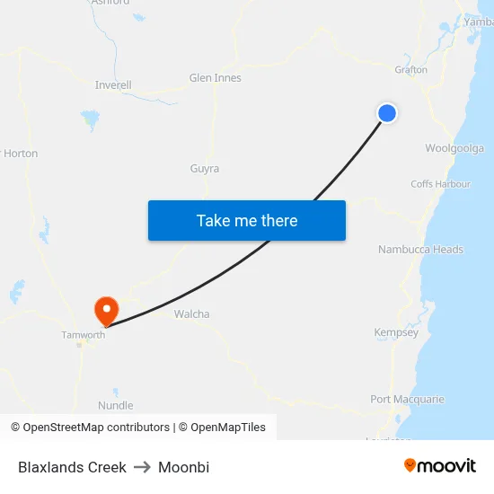 Blaxlands Creek to Moonbi map