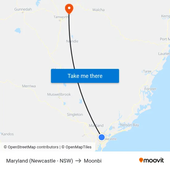 Maryland (Newcastle - NSW) to Moonbi map