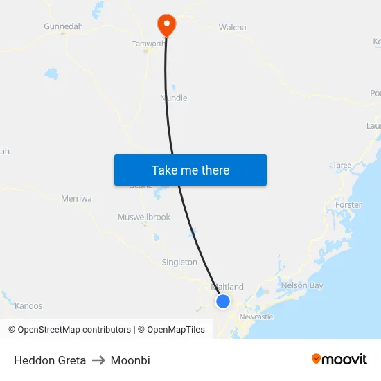 Heddon Greta to Moonbi map