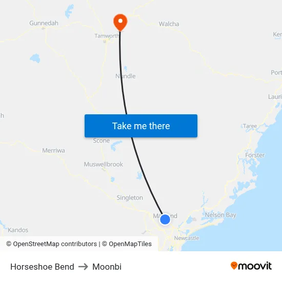Horseshoe Bend to Moonbi map