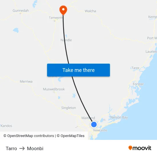 Tarro to Moonbi map