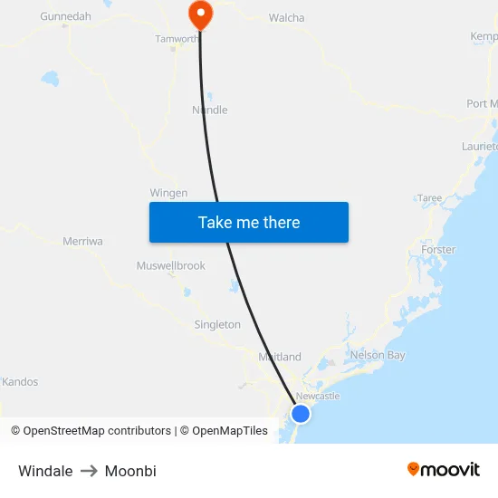 Windale to Moonbi map