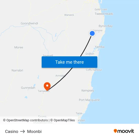 Casino to Moonbi map