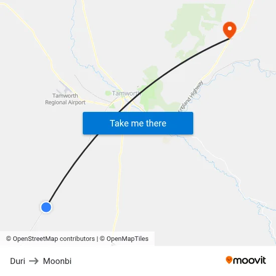 Duri to Moonbi map