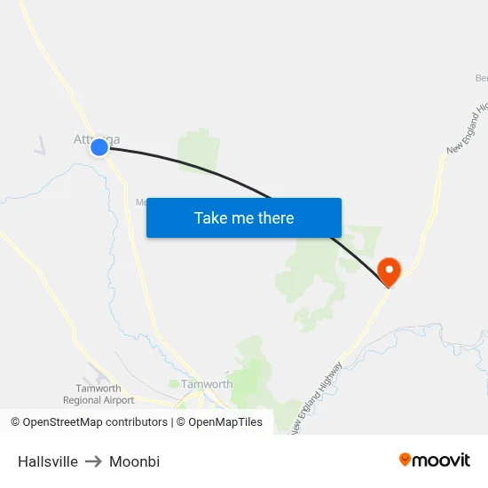 Hallsville to Moonbi map