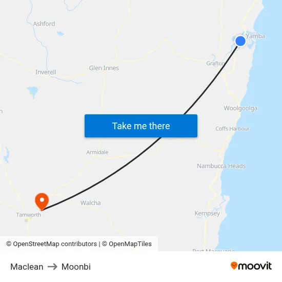 Maclean to Moonbi map