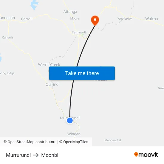 Murrurundi to Moonbi map