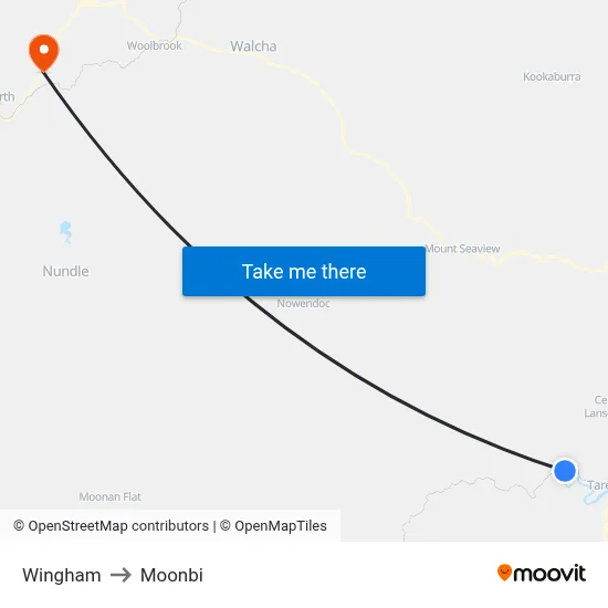 Wingham to Moonbi map