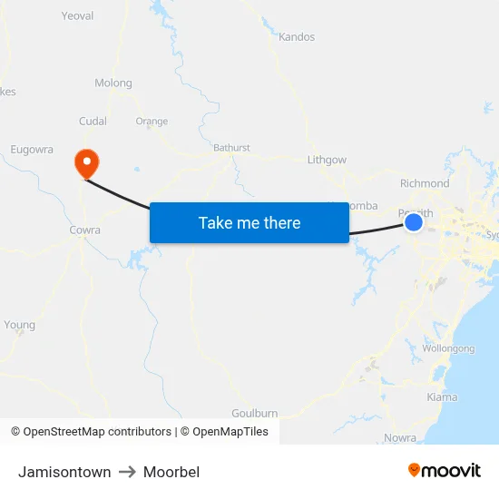 Jamisontown to Moorbel map