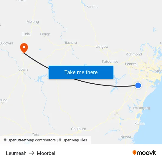 Leumeah to Moorbel map