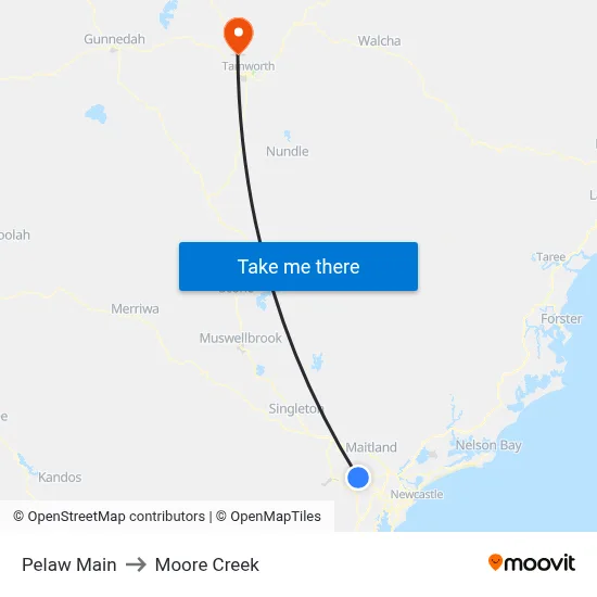 Pelaw Main to Moore Creek map