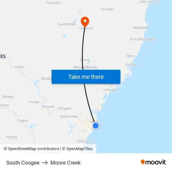 South Coogee to Moore Creek map