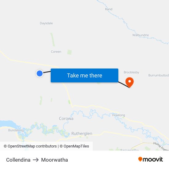 Collendina to Moorwatha map