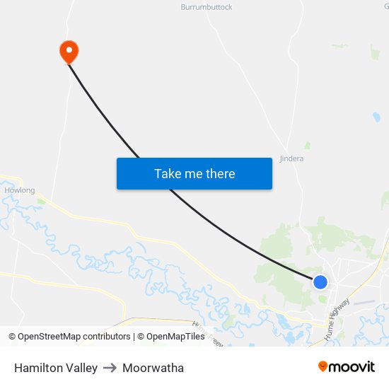 Hamilton Valley to Moorwatha map