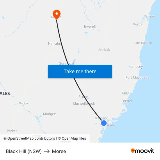 Black Hill (NSW) to Moree map