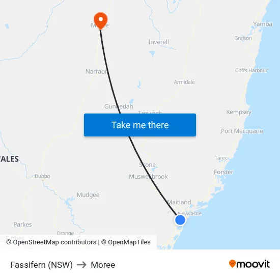 Fassifern (NSW) to Moree map