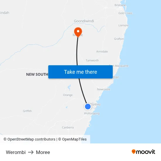 Werombi to Moree map