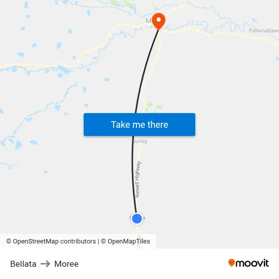 Bellata to Moree map