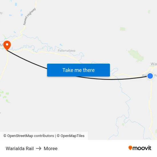 Warialda Rail to Moree map