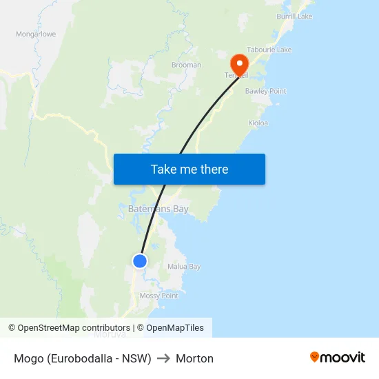 Mogo (Eurobodalla - NSW) to Morton map
