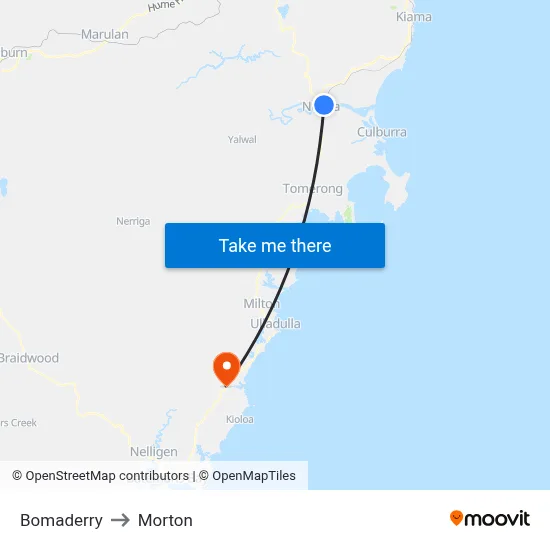 Bomaderry to Morton map