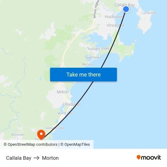 Callala Bay to Morton map