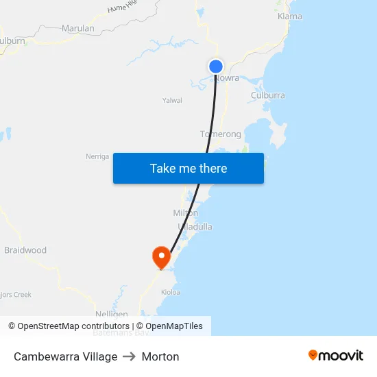 Cambewarra Village to Morton map