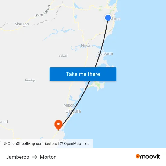 Jamberoo to Morton map