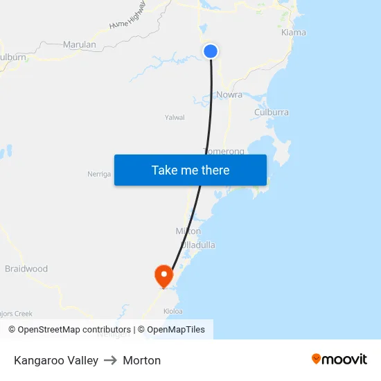 Kangaroo Valley to Morton map
