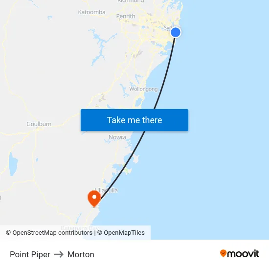 Point Piper to Morton map