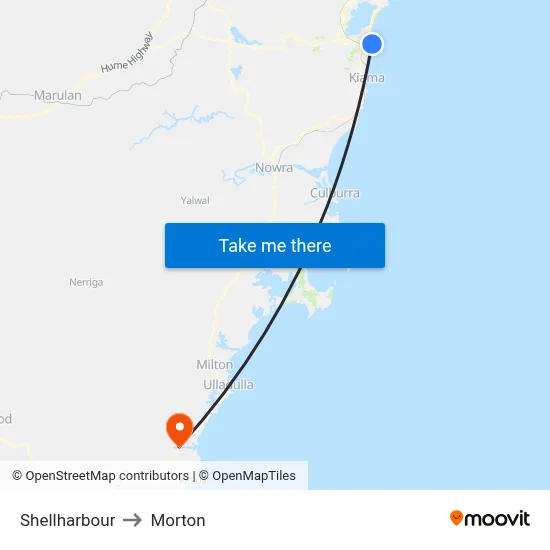 Shellharbour to Morton map