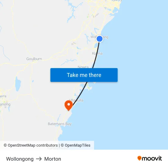 Wollongong to Morton map