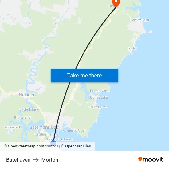 Batehaven to Morton map