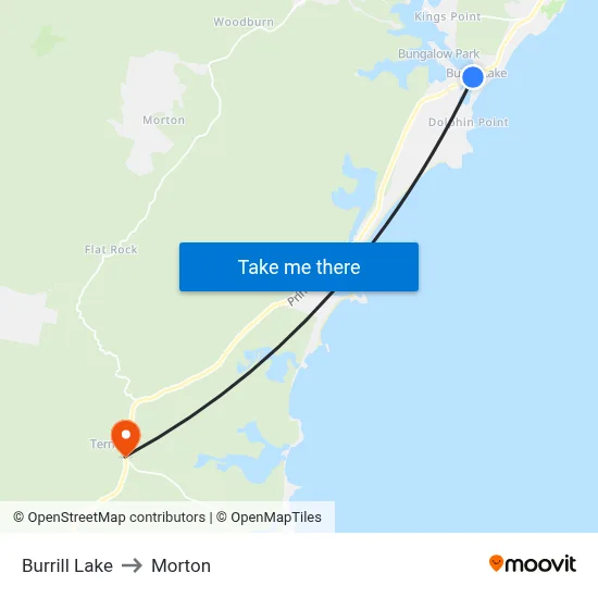 Burrill Lake to Morton map
