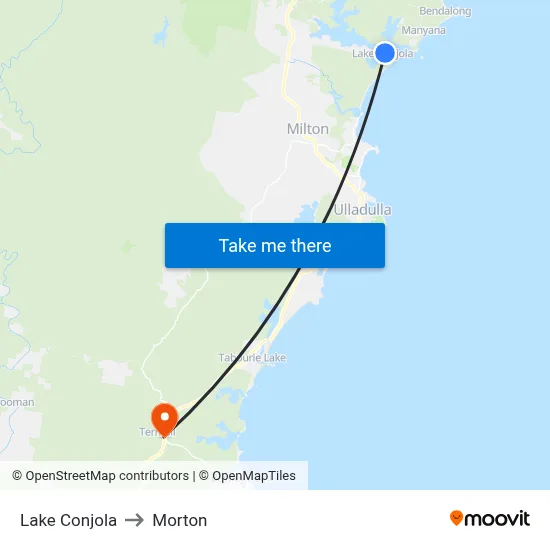 Lake Conjola to Morton map