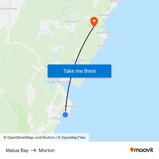 Malua Bay to Morton map