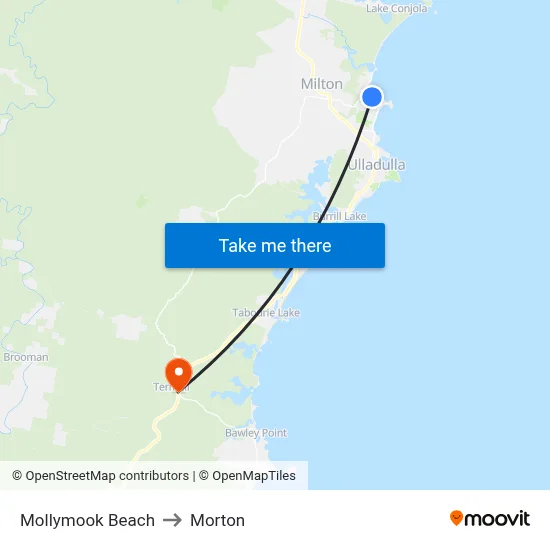 Mollymook Beach to Morton map